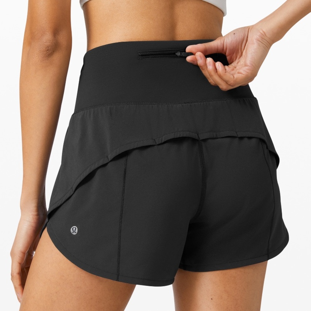 Lululemon black high rise speed up long shorts 10